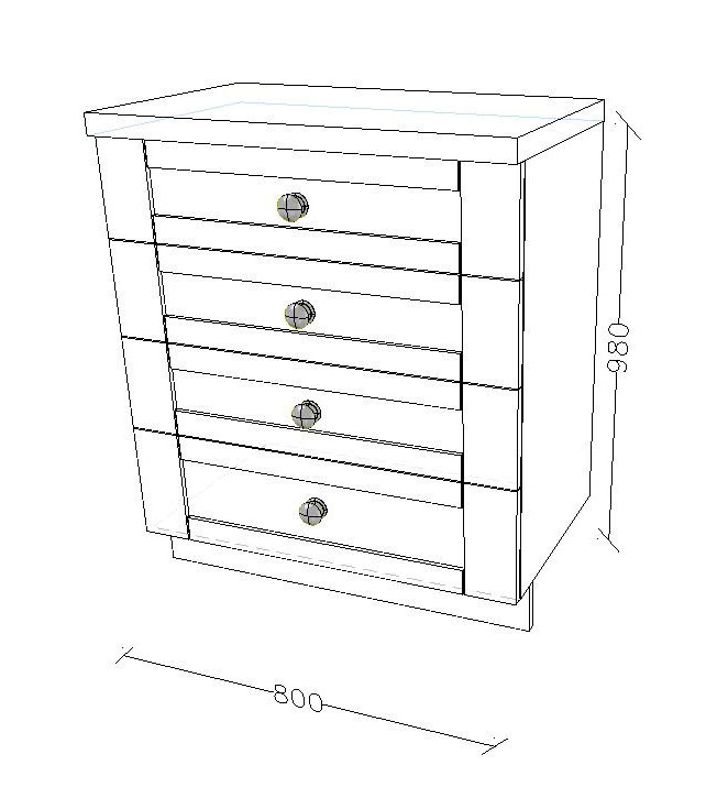 800 4x Drawers Tall Chest