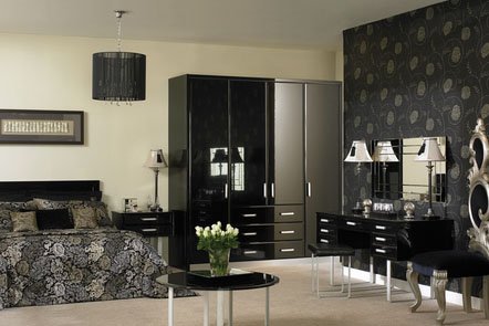 Pisa High Gloss Black Bespoke Fitted Bedrooms