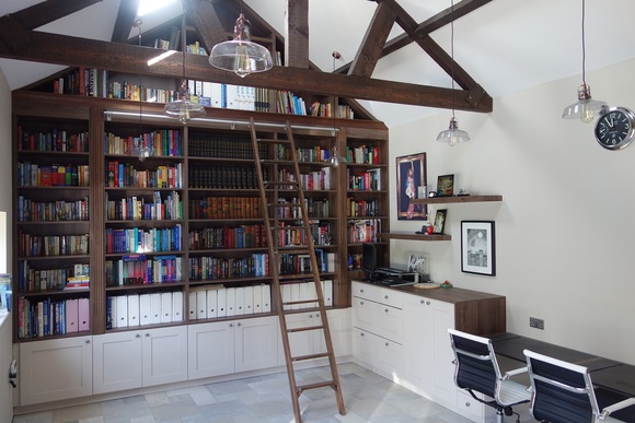 Bespoke Walnut and Porcelain Painted Ash Home Office Units | Richfields Interiors