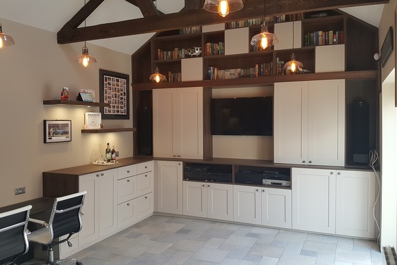 Bespoke Walnut and Porcelain Painted Ash Home Office Units | Richfields Interiors