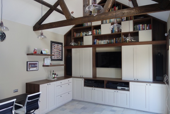 Bespoke Walnut and Porcelain Painted Ash Home Office Units | Richfields Interiors