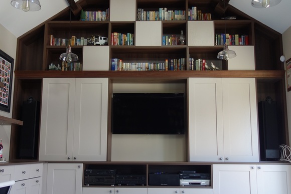 Bespoke Walnut and Porcelain Painted Ash Home Office Units | Richfields Interiors