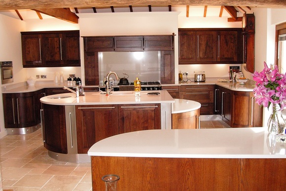 Solid Walnut with Botticino Quartz Bespoke Fitted Kitchen