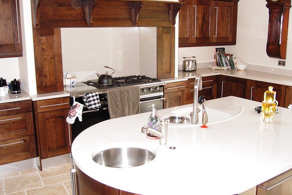 Solid Walnut with Botticino Quartz Bespoke Fitted Kitchen