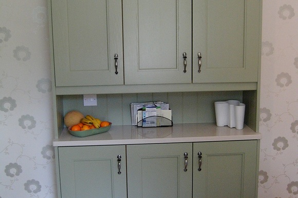 Sage Green Solid Wood with Quartz Marble Bespoke Fitted Kitchen