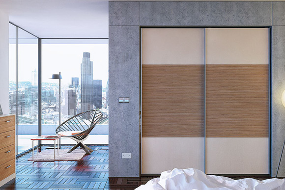 Glidor Cashmere Grey Brown Ontario Walnut Fitted Sliding Door Wardrobes