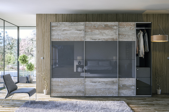 Glidor Driftwood Light Grey Ultragloss Metallic Anthracite Ultra D  Sliding Door Wardrobes