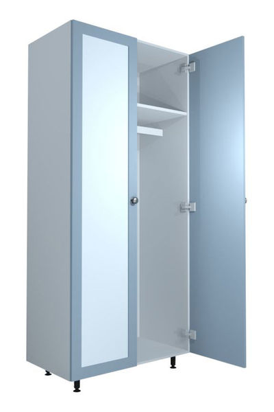 Double Door Mirrored Wardrobe - Single Rail