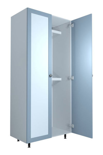 Double Door Mirrored Wardrobe  - Double Rail