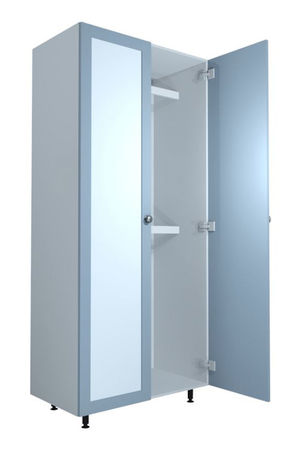 Double Door Mirrored Wardrobe  - Double Rail