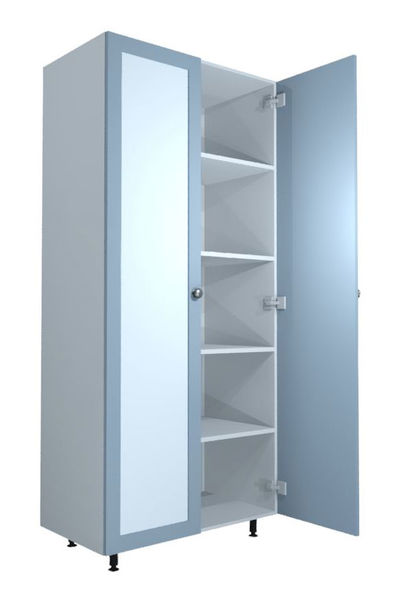 Double Door Mirrored Wardrobe - Shelved Inside